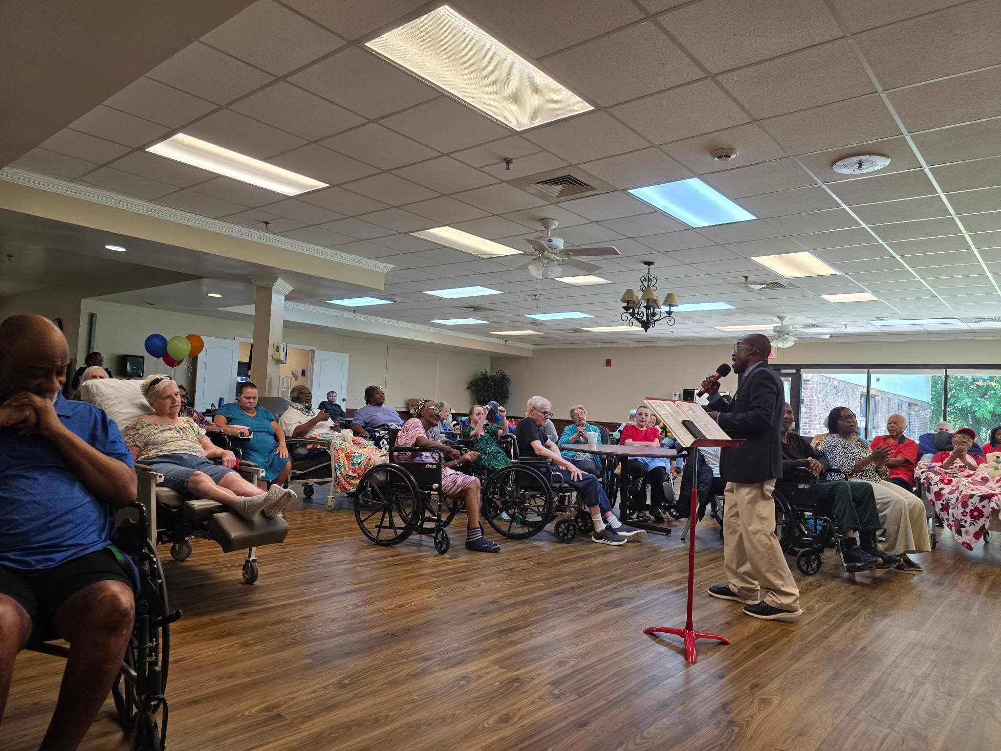 Residents enjoying live music at Brookview